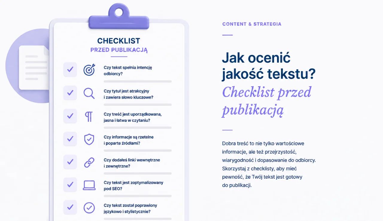 Jak ocenić jakość tekstu? Checklist przed publikacją