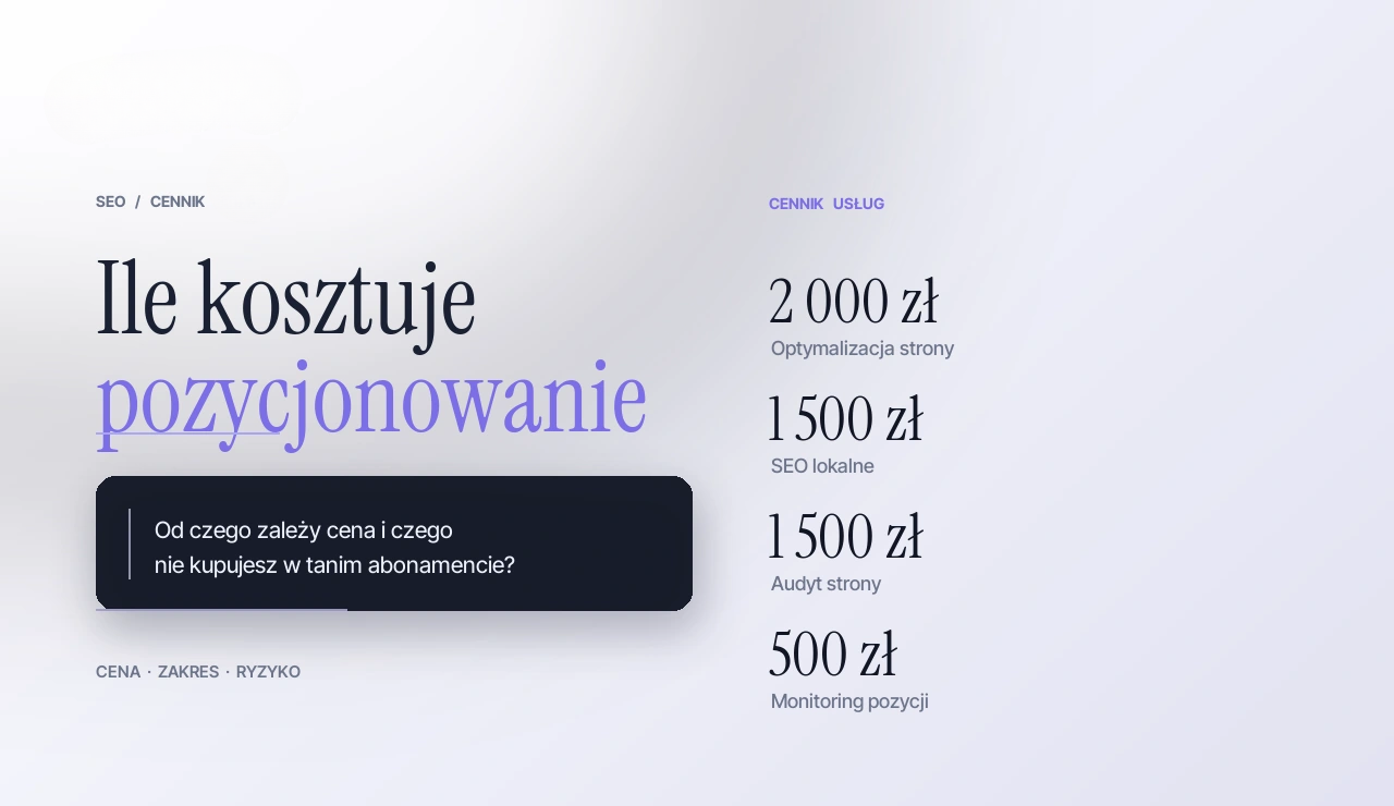 ile kosztuje pozycjonowanie