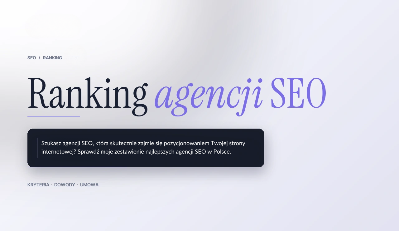 ranking agencji SEO